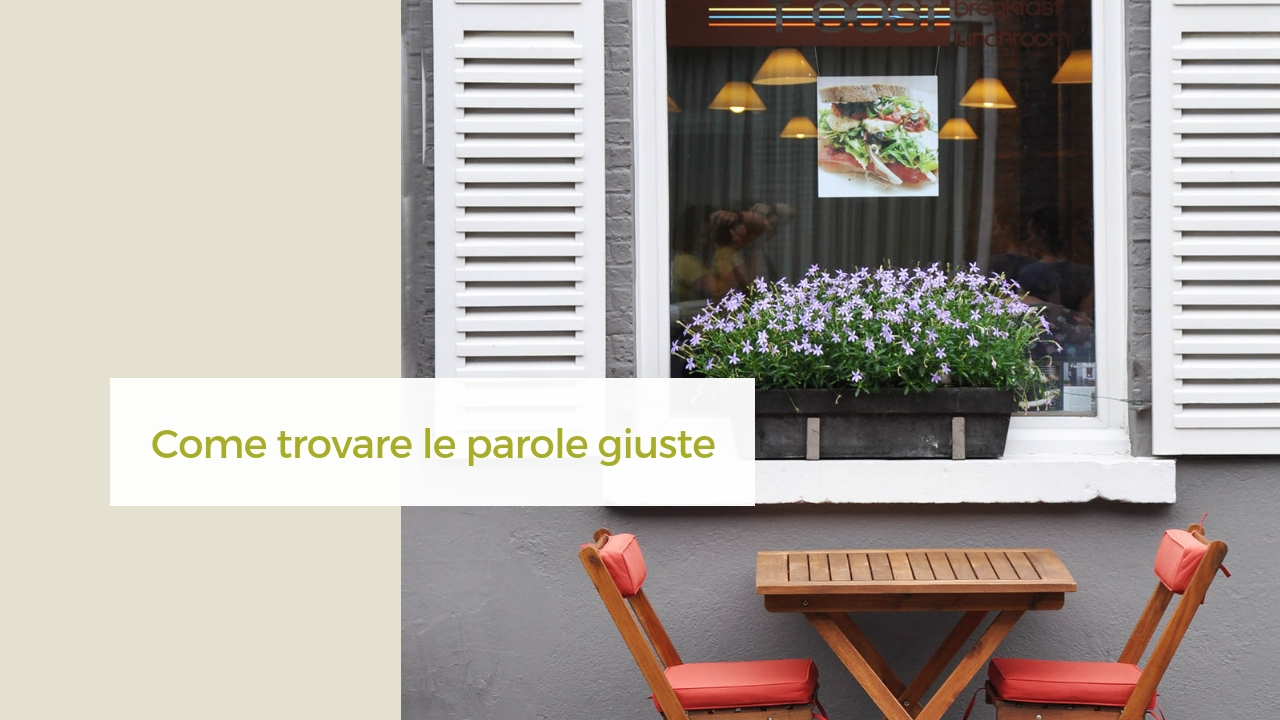 ho paura di dire quello che penso e aspetto di trovare le parole giuste